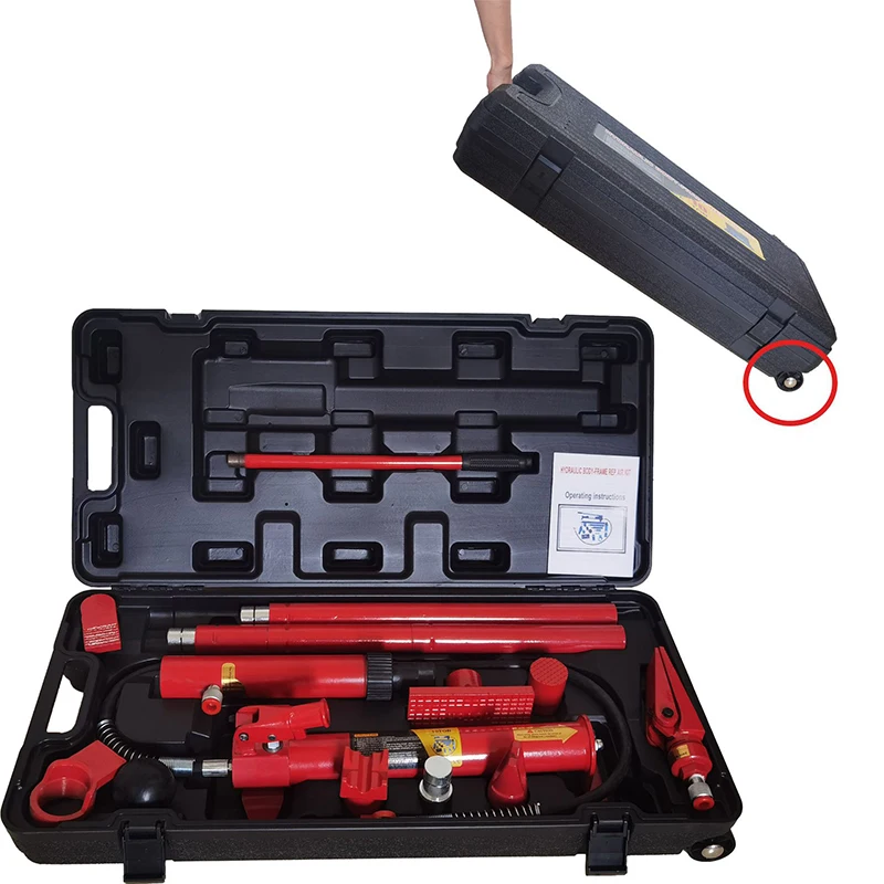 10 Ton Porta Power Hydraulic Jack Car Repair Tools Autobody Frame Repair Kit for Loadhandler Truck Bed Unloader Farm