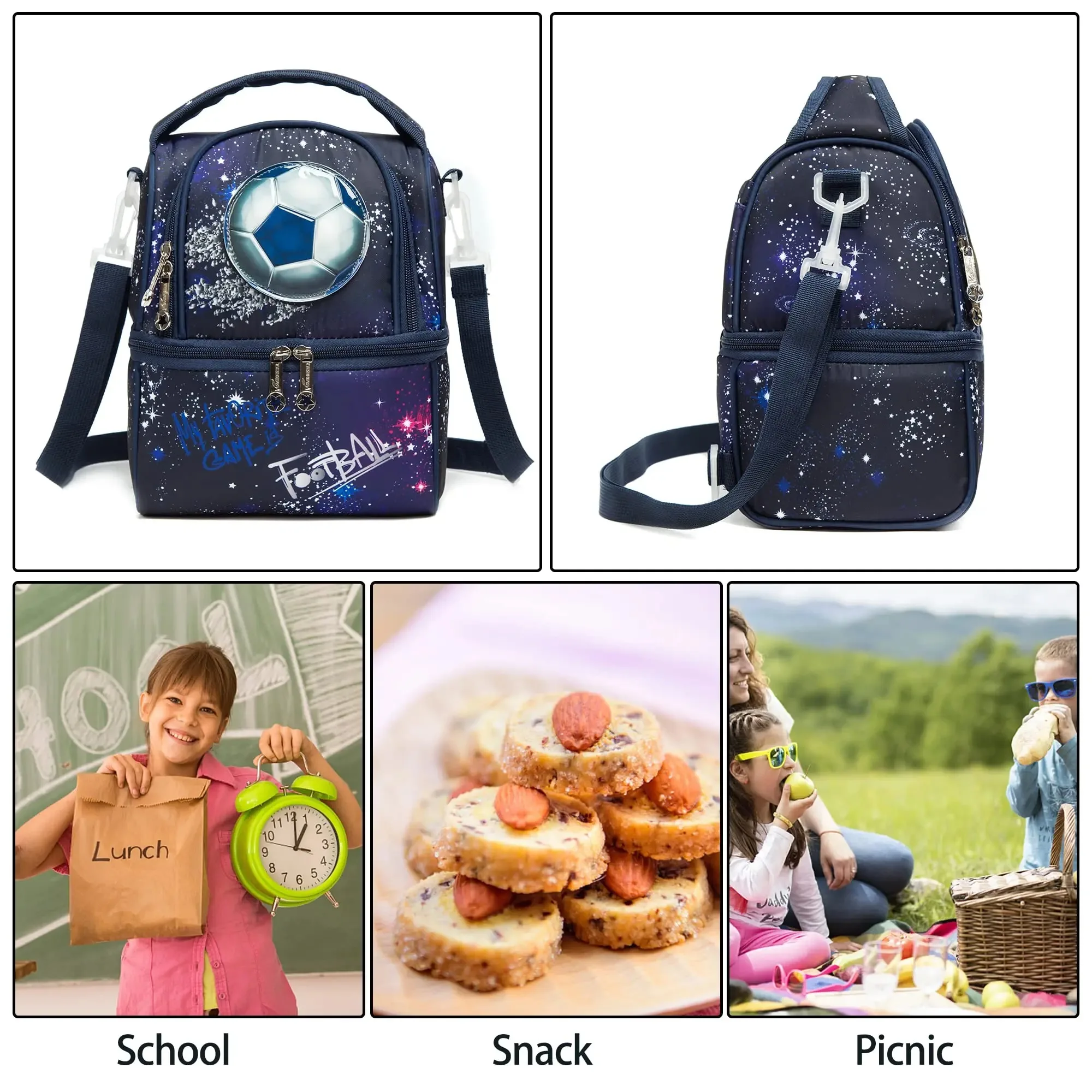 Lunch Boxes for Children Boys Insulated Tote Bag Thermal Food Bag Carrier Cooler Bag for School Outdoor Travel Trip Meal Boxes