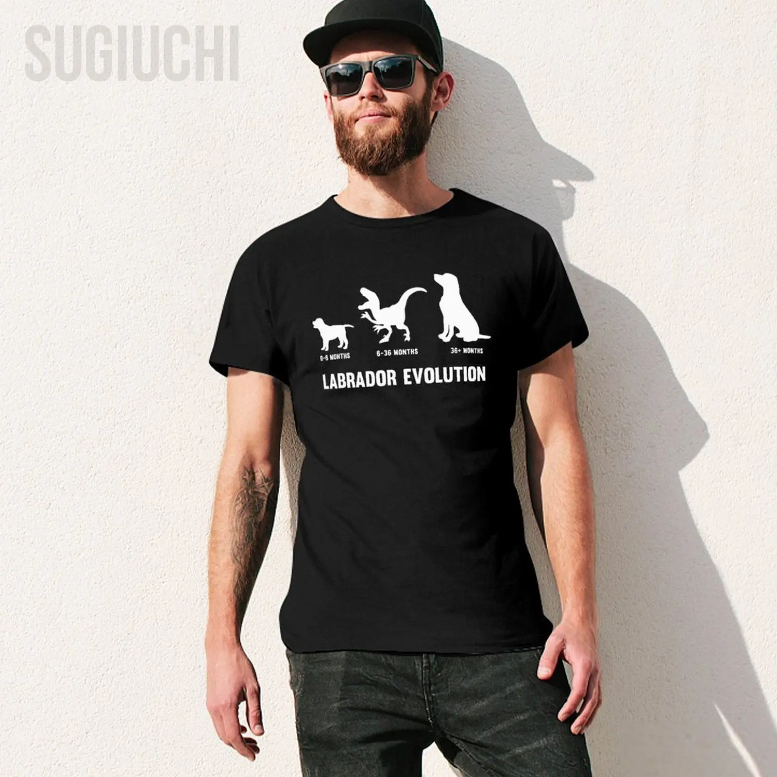 Men Labrador Retriever Evolution Design for A Labrador Owner Tshirt Tees O-neck T Shirts Women Boys 100% Cotton T-Shirt Unisex