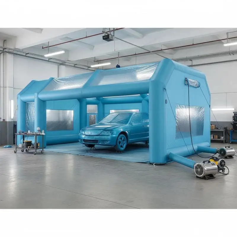 Aufblasbare Spritzkabine/Autolackierzelt 7x4x2,4m mit Filtersystem und 2 Gebläsen, Versand aus lokalem Lager.