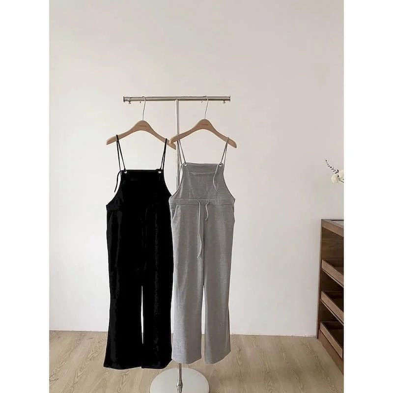 بدلة قفز متعددة الاستخدامات للنساء قطعة واحدة ملابس نسائية بنطال ذو قصة أرجل واسعة فضفاضة على الموضة الكورية بدلة لعب كلاسيكية غير رسمية