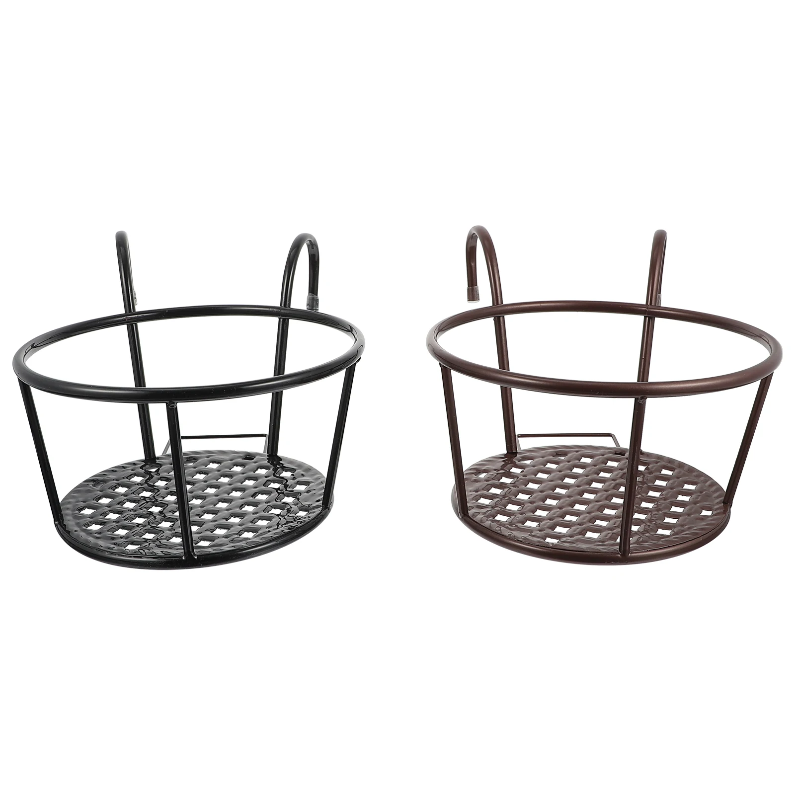 

2pcs Wall Hanging Flower Stand Pot Rack Metal Railing Basket Iron Deck Planter Balcony Home Decoration Durable Practical Small