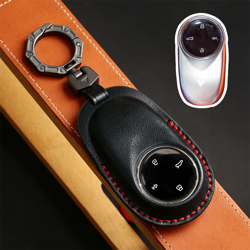 1pc Leather Car Key Case For Neta V U pro Hezhong new energy vehicles Protective Cover Accessories Car-Styling Holder Shell