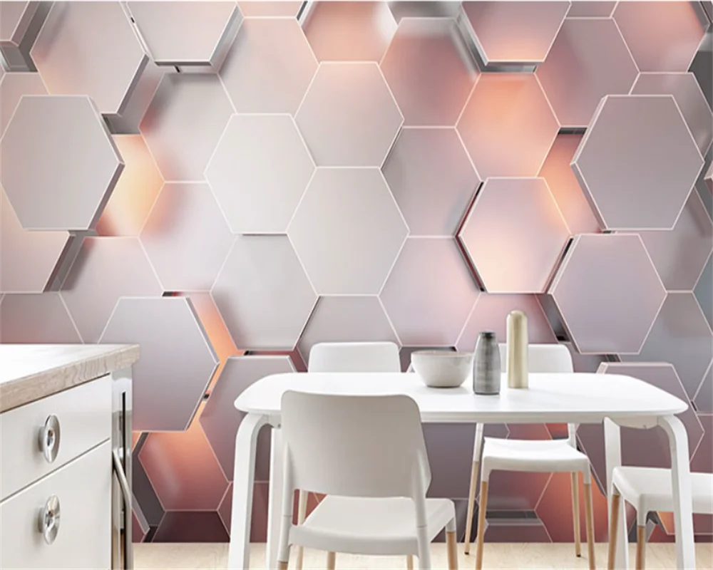 

beibehang Customized modern papel de parede geometry hexagon metal technology Internet cafe bar office front desk wallpaper