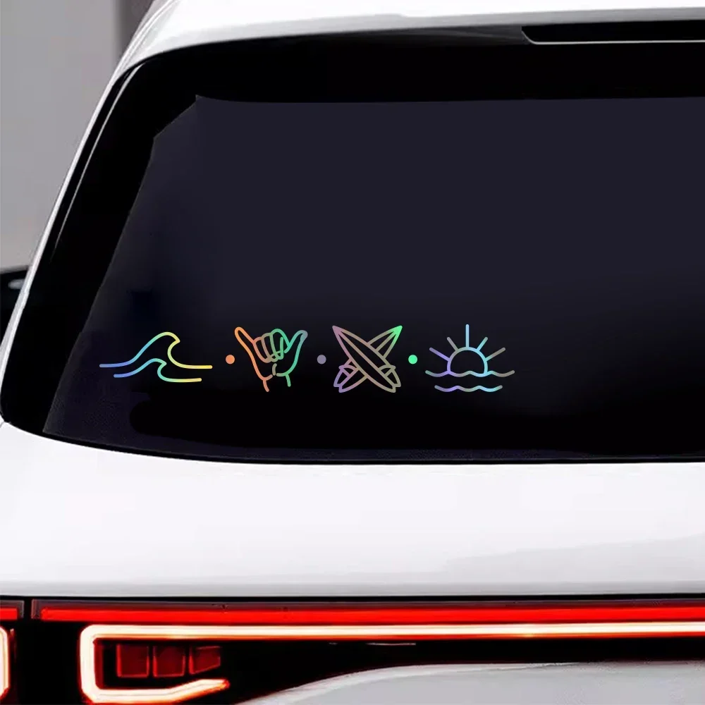 Ocean Animals Surf Funny Car Bumper Sticker Camper Van Car Windshield Beach Vinyl Decal Anti Scratch Auto Decoration Accessories