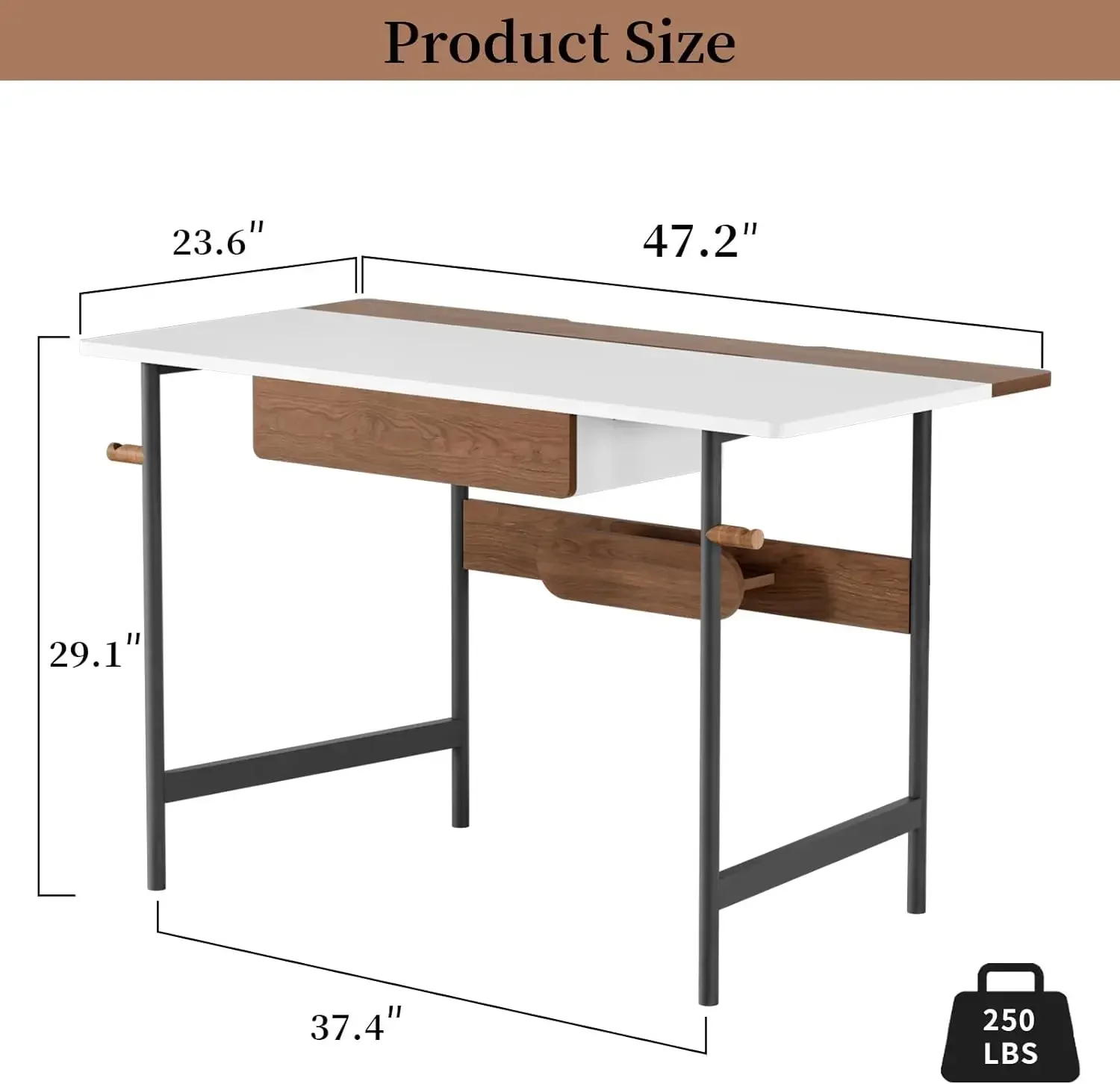 Small Computer Desk with Drawers,Home Office Desk with Storage Hooks and Power Strip Design,Game Desk for Study Home Office