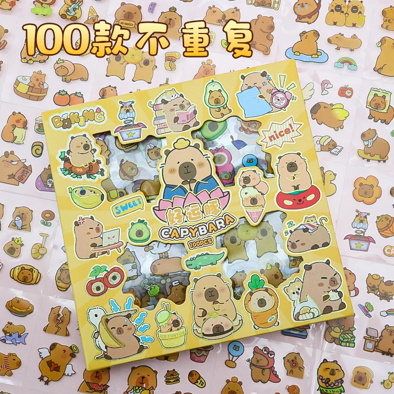 100pcs Kawaii stationery cute Kapibala stickers School supplies Diary Decoration Scrapbooking journal sketchbook stickers