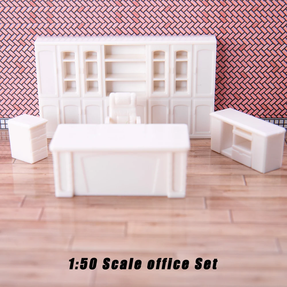 

1:50 Scale Miniature Office Set Model ABS Plastic Unpainted Indoor Toys Architecture Building Materials for Diorama