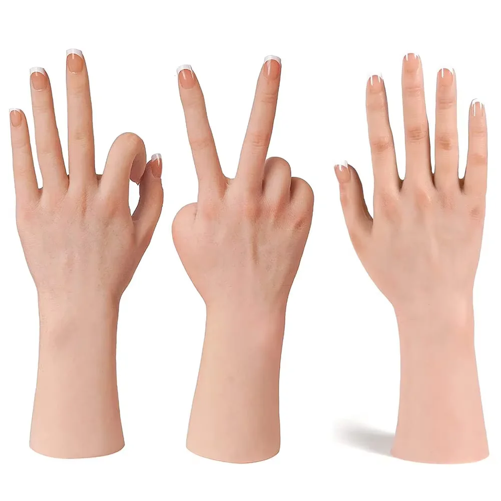 Realistic Silicone Replica of a Female Hand Model - Useful for Jewelry Display, Nail Art Practice, Photo Props, Art and Craft