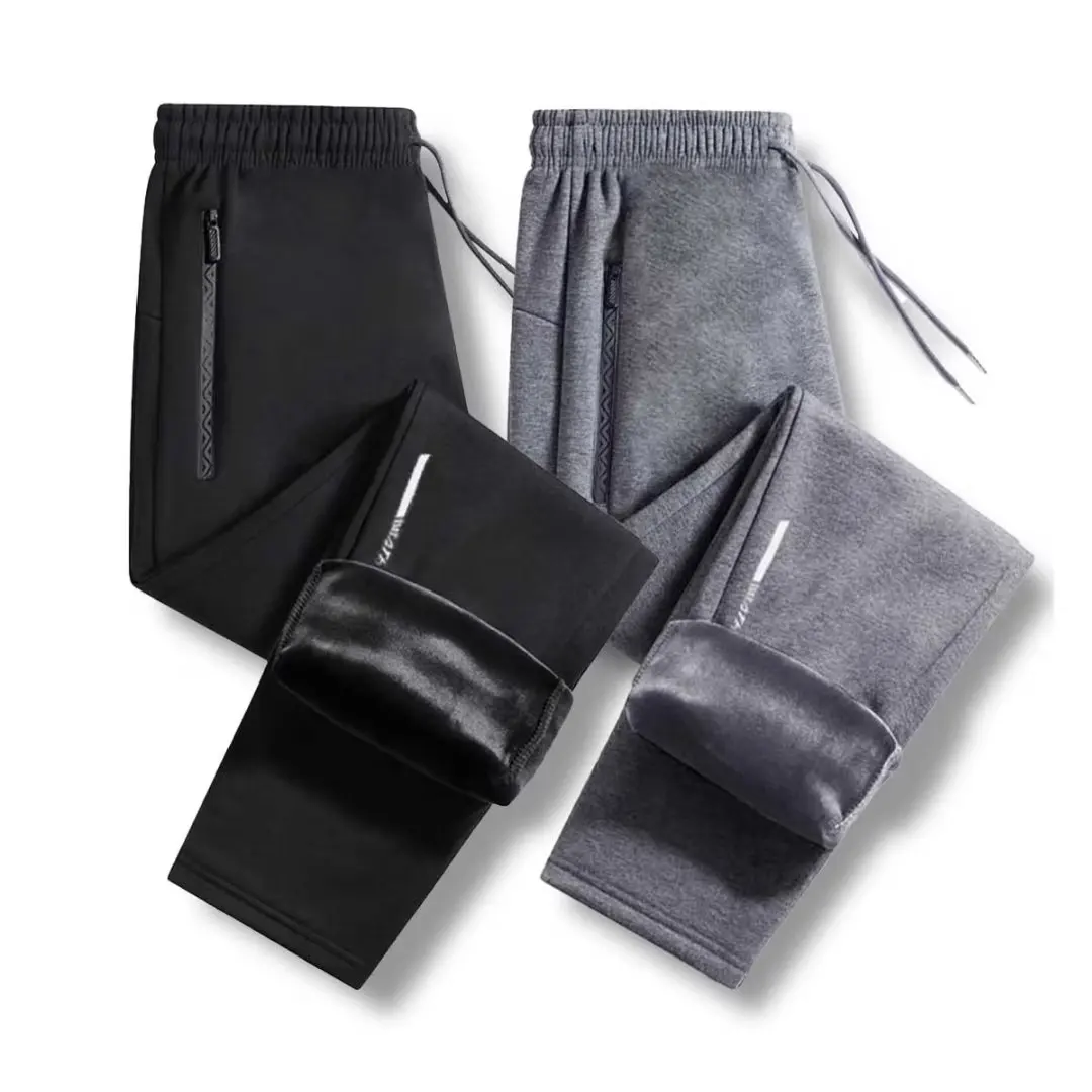 Herren-Sporthose im Frühling, Herbst und Winter mit zusätzlichem Fleece und Freizeithose aus reiner Baumwolle, Knöchelbindung und Sanitär-P