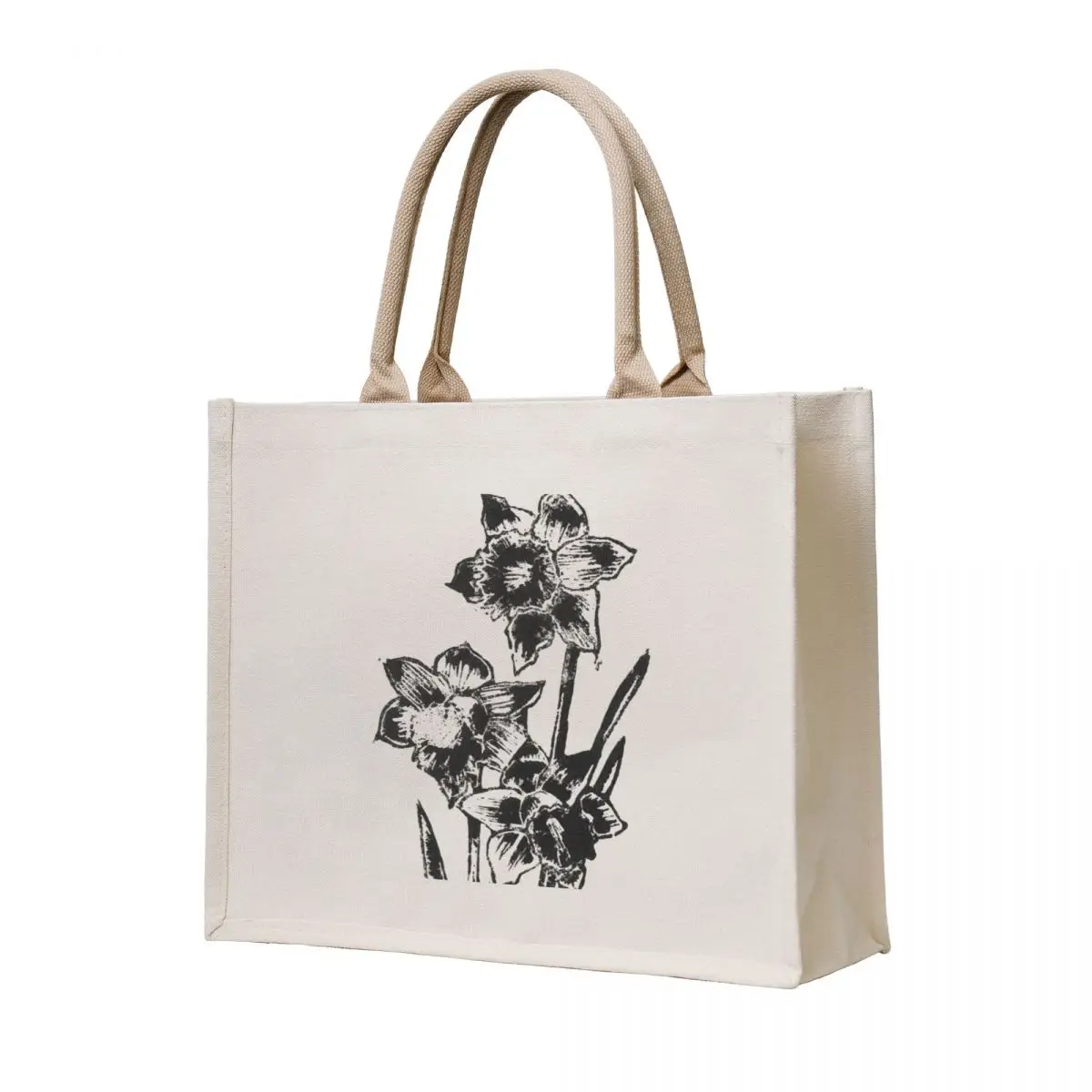 

Daffodils linocut Tote Bag Shopper tote bag Eco bag the tote