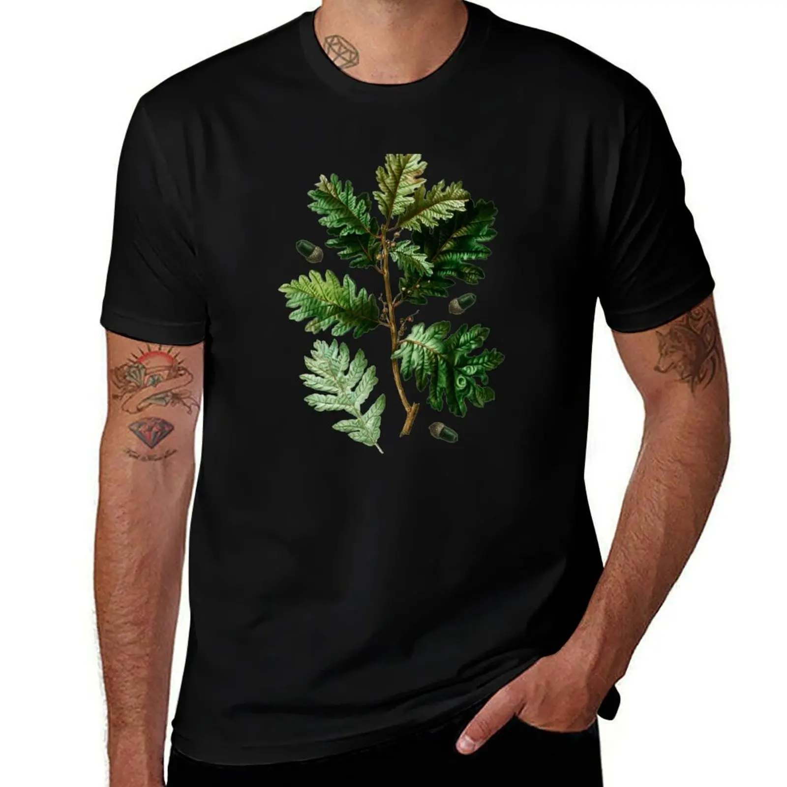 

Oak cotton t man Leaves T-Shirt shirt prints Acorns t quality cotton man with high t shirt shirts heavy and