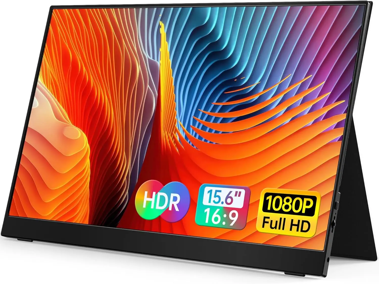 

15,6-дюймовый портативный монитор 1080P FHD IPS с USB-C, HDMI, чехлом и динамиками для ноутбуков/ПК/Mac/телефонов/игровых устройств