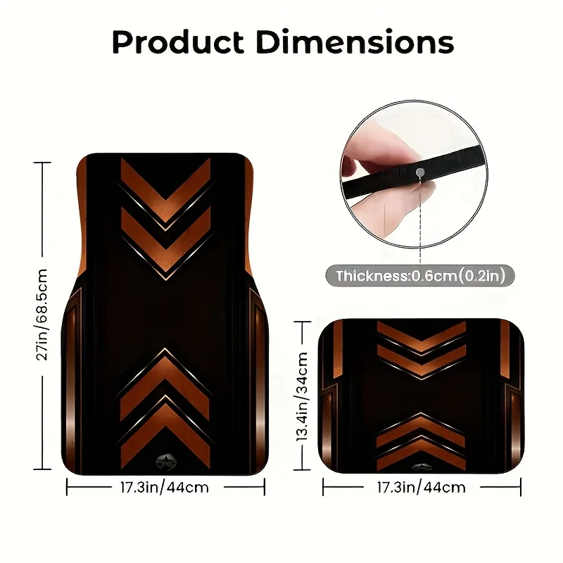 4pcs Black Brown Mecha Style Car Mats - Vintage Trendy Wear-Resistant Non-Slip Universal Floor Mats, Interior Protection Mats Su