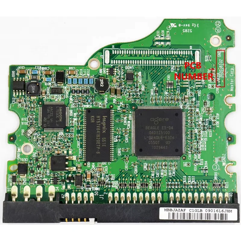 Maxtor Desktop IDE Hard disk circuit board BOARD NUMBER:  302124100 /MAIN CONTROLLER IC :  040125100