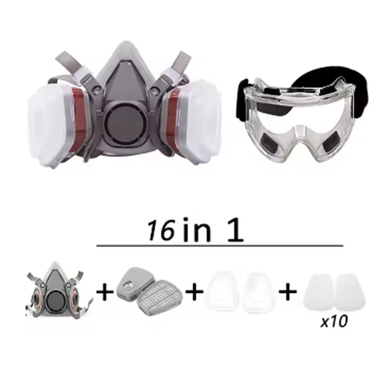 

New 7in1/16in1 6200 Dust Gas Respirator Half Face Dust Mask For Painting Spraying Organic Vapor Chemical Gas Filter Work Safety