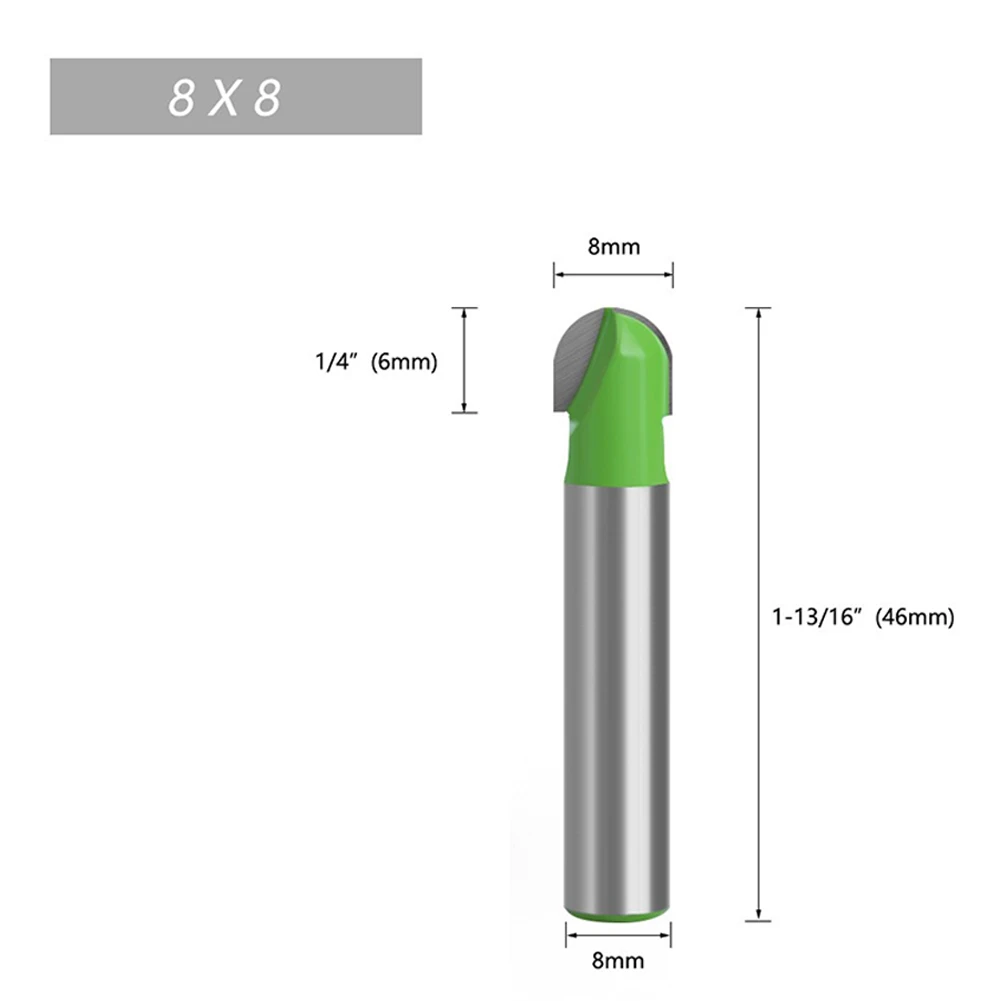 1pc 8mm Shank Ball Nose End Mill Round Nose Cove 6-25mm CNC Milling Bit Radius Core Box Solid Carbide Router Bit Set