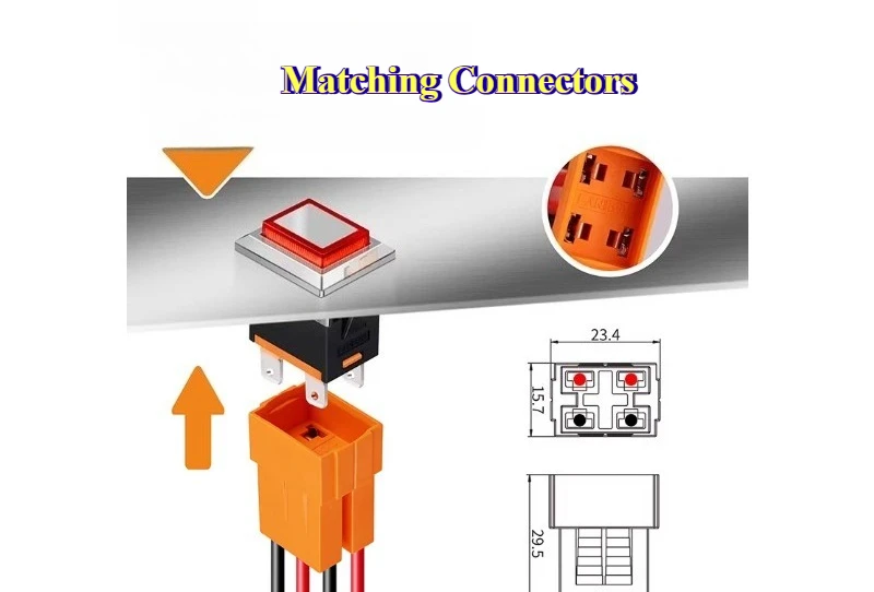 Square Switch, 15A High-Current, 2NO, Self-Resetting or Self-Locking Options, Rectangular Switch, Retrofit Switch