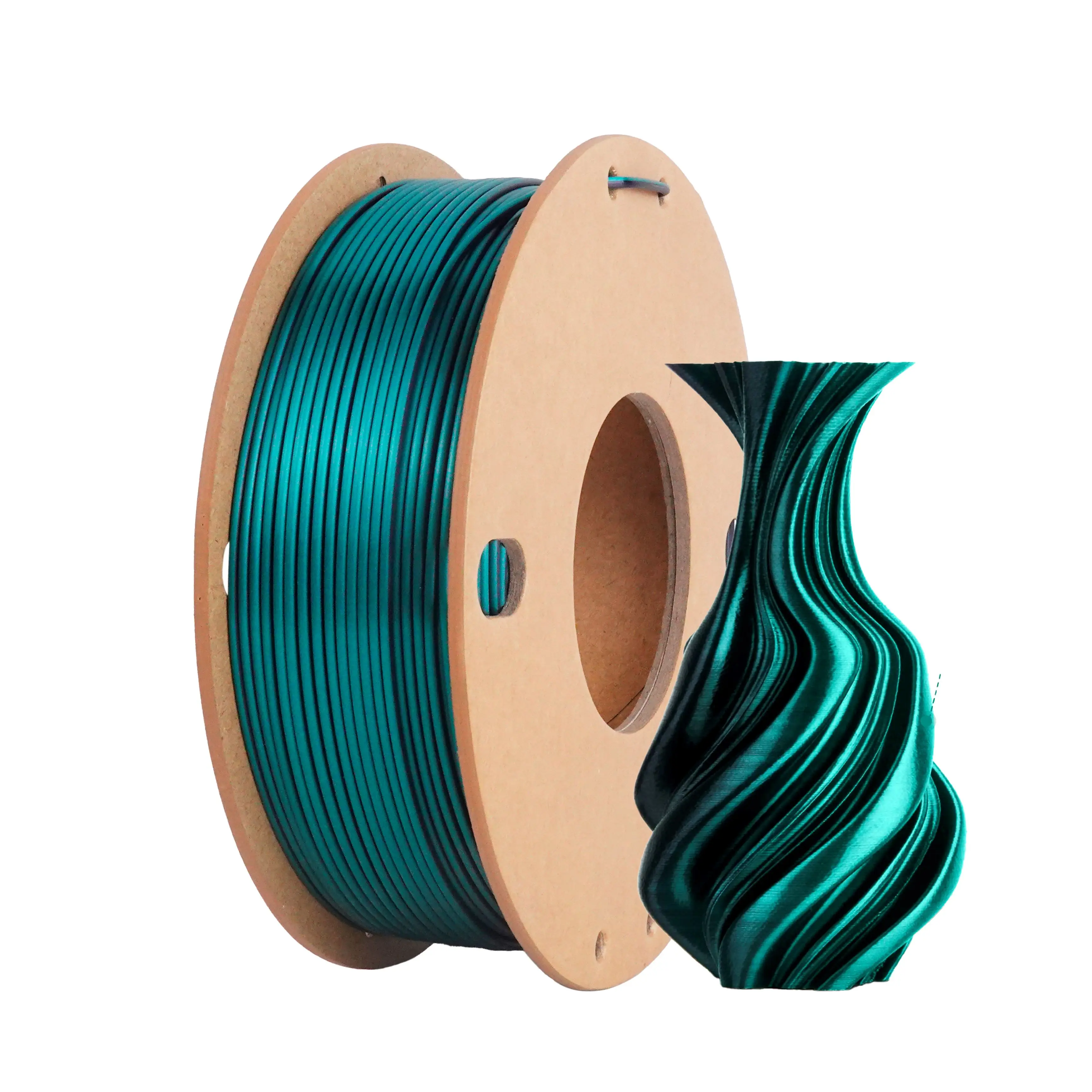 Silk Black Green PLA, Dual Color Filament, Reusable Spool Compatible with Bambu Lab Refill Filament, 1.75mm 3D Printing Filament
