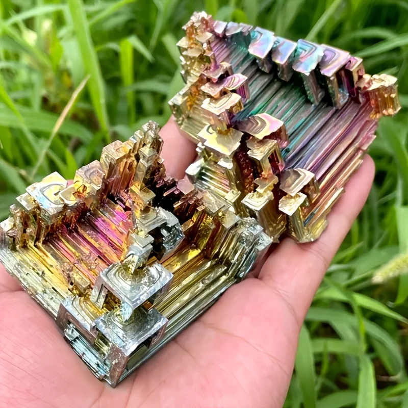 1pc Artificial Crystal Pyramid, Rainbow Aura Crystal Ore