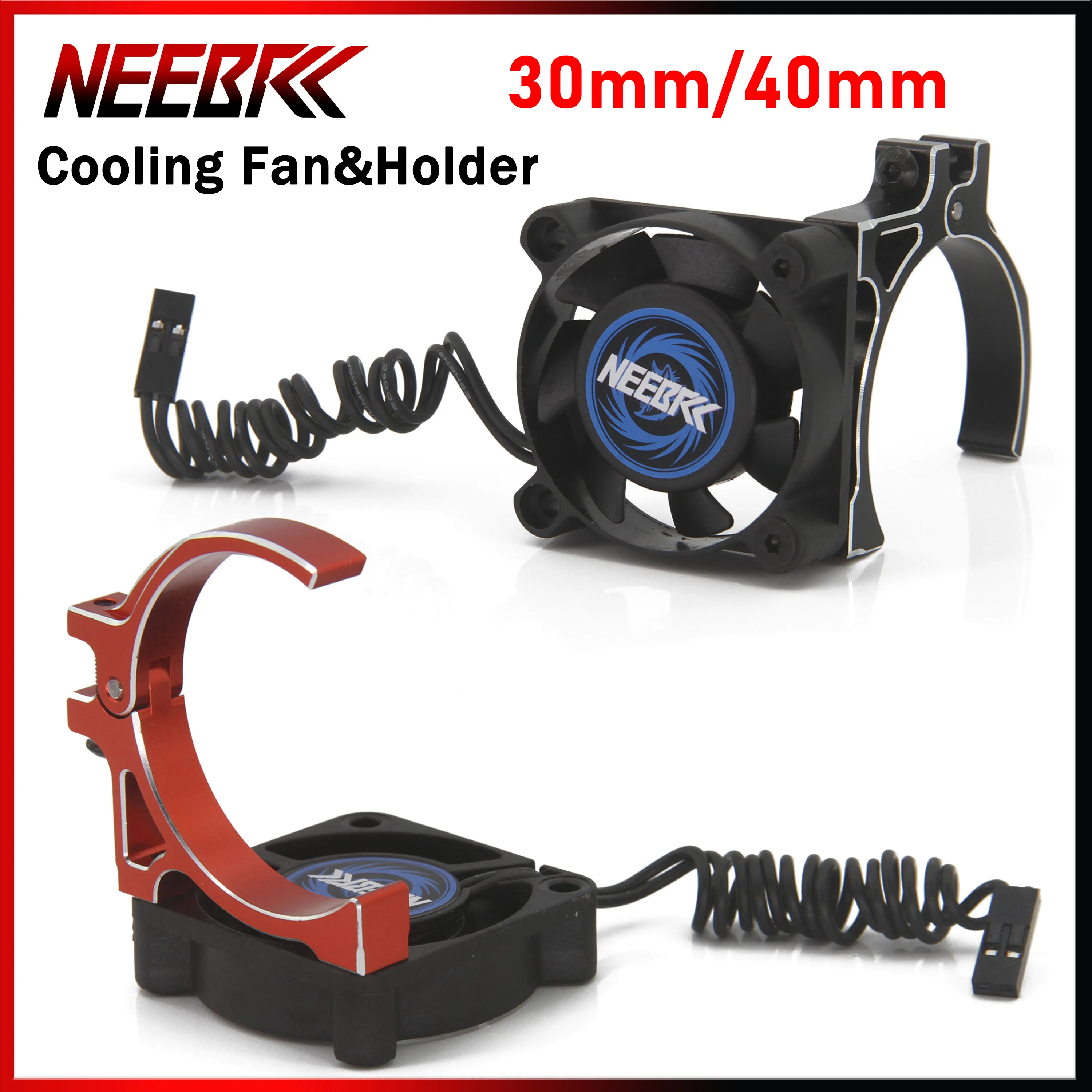 NEEBRC 30/40mm RC ventola di raffreddamento 5V-12V dissipatore di calore supporto in alluminio 16000-25000RPM vento alto rapido per 36/42mm motore Brushless ESC Car