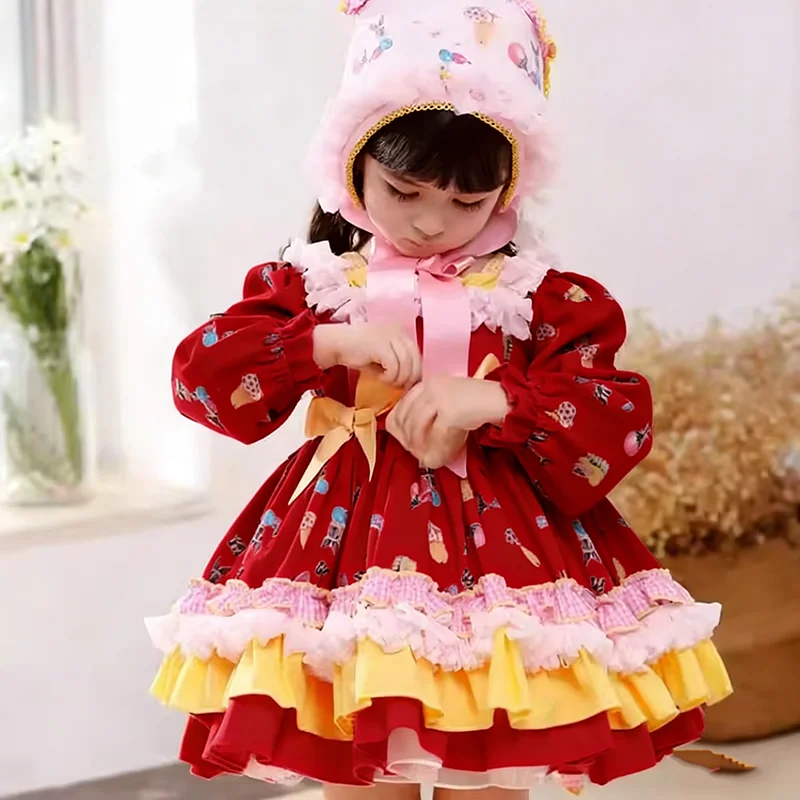 Girl Dresses Lolita  Baby Tutu Gown Childrens Pageant Formal Party Attire Toddler Birthday Celebration Princess Style Outfit