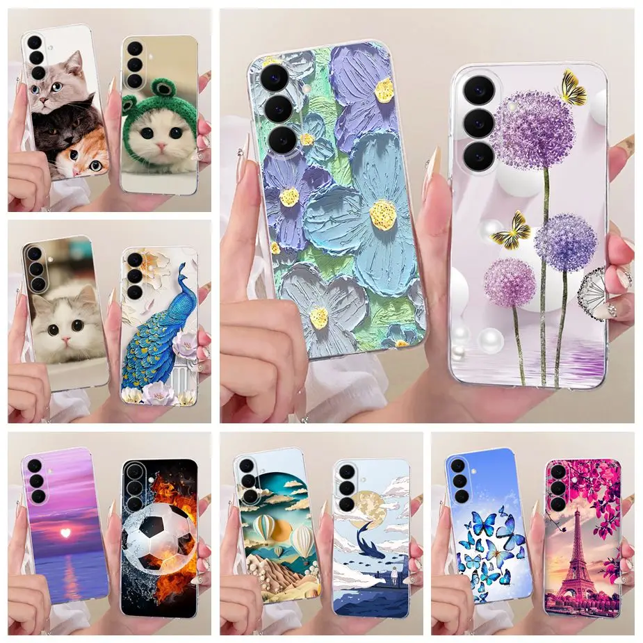 For Samsung Galaxy S26 FE 5G Case SM-S741B Colorful Flowers Painted Cover Soft Silicone Case For Samsung S26 FE S26FE Funda Bags