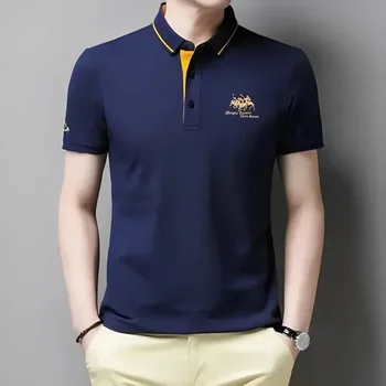 Customizable Men's Embroidered Casual Fashion Short Sleeved POLO Shirt Summer Comfortable Top 2
