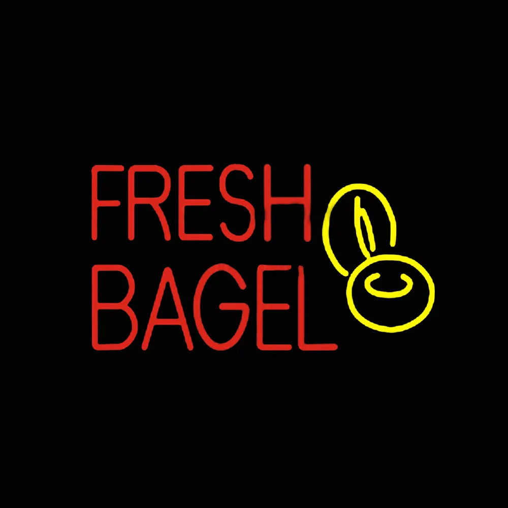 

FRESH BAGELS Custom Handmade Real Glass Tube Bar Bakery Store Restaurant Advertise Display Wall Decor Sign Neon Light 17"X 10"