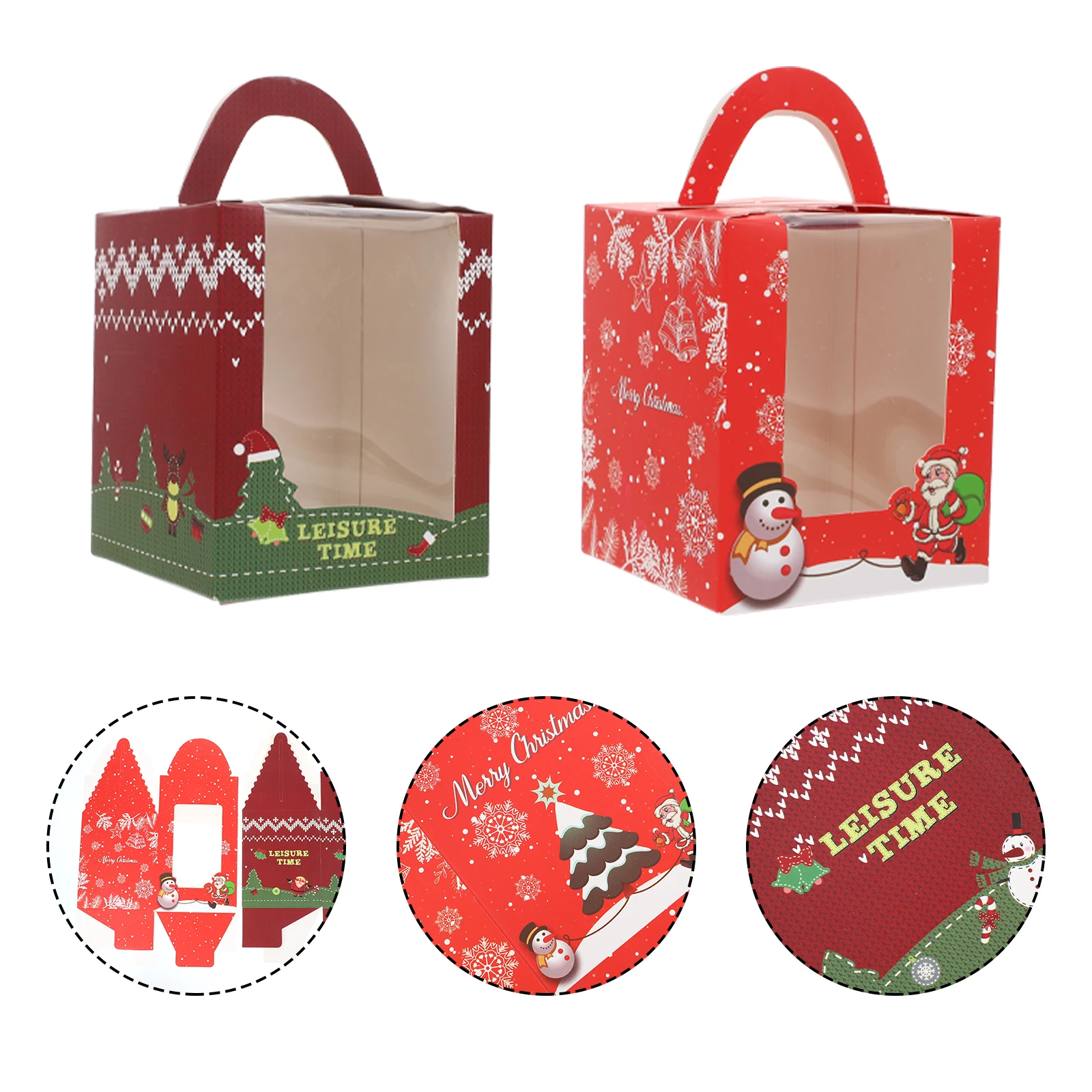 

20Pcs Cupcake Packing Boxes Christmas Decorations Assorted Colors Small Size Portable Dessert Boxes for Wedding Festival Use