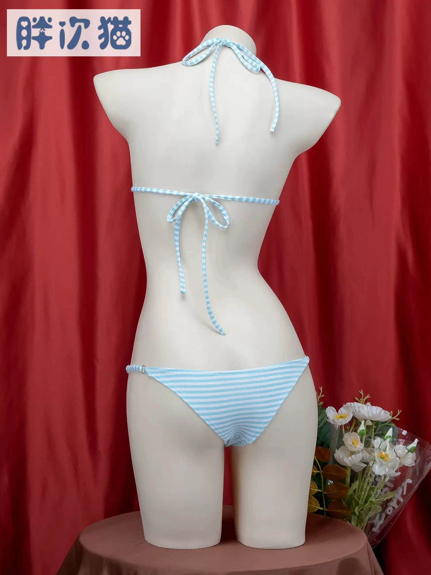 Japanese Striped Bikini Bandage Underwear Sets Three point style School Cosplay Costume Girls Uniform Bikini