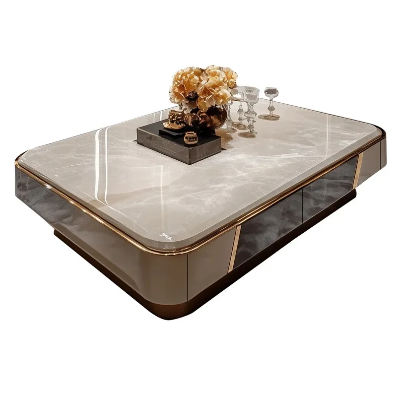 

Light luxury modern simple coffee table microcrystalline stone tea table designer high-end atmospheric baking paint