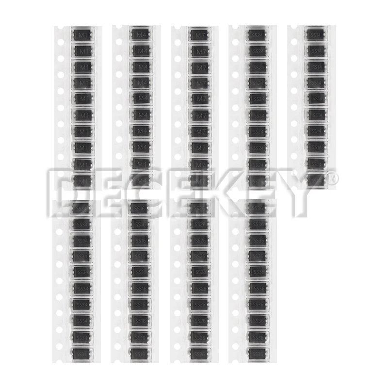 90PCS Rectifier Diode 1N4007 1N4001 1N4004 SS14 SS24 SS34 SS16 SS26 SS36 SMD Schottky Diode Assort Kit