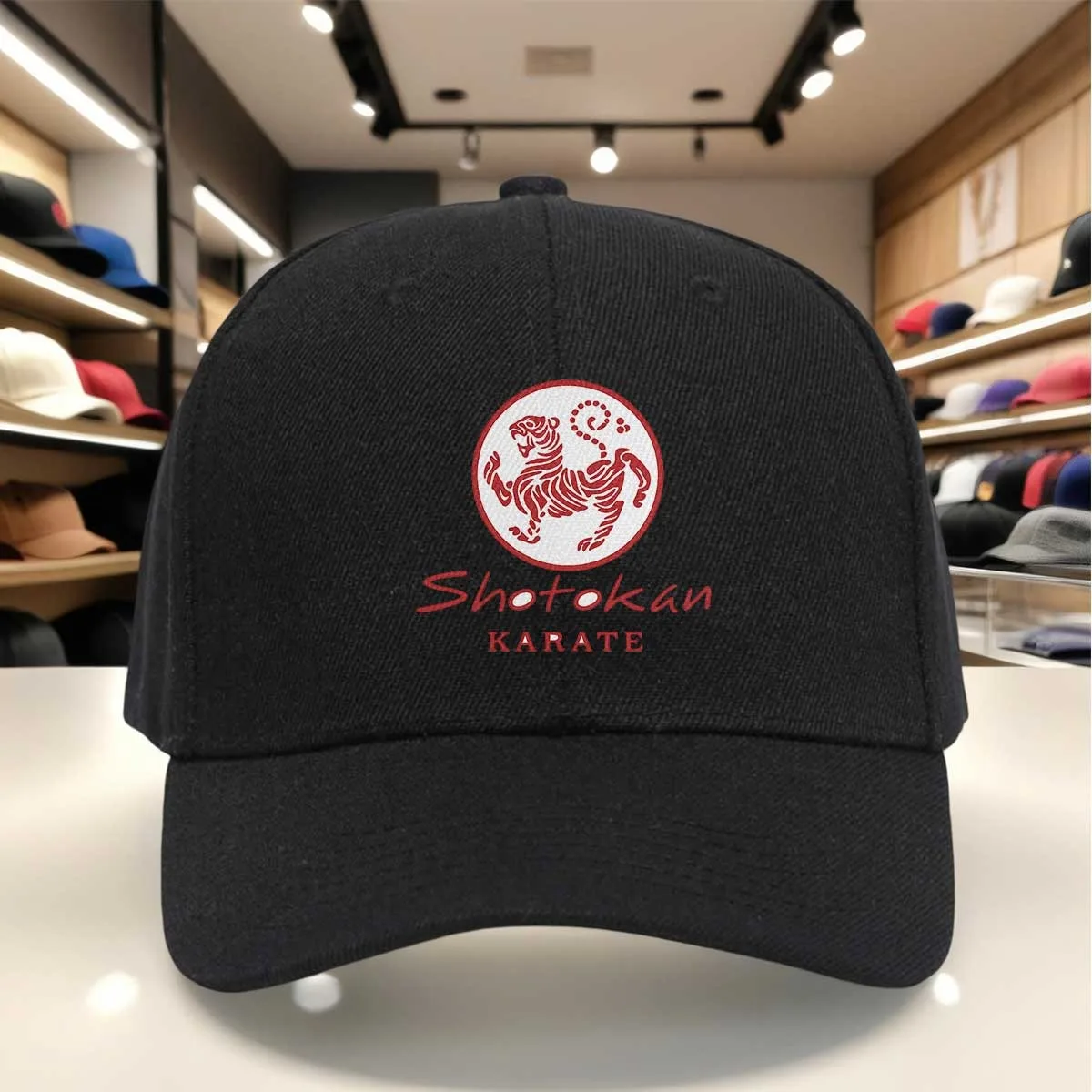 Shotokan Karate Red Tiger Logo Baseball Cap, Adjustable Martial Arts Sport Hat, Breathable Soft Cap for Training & Daily Wear