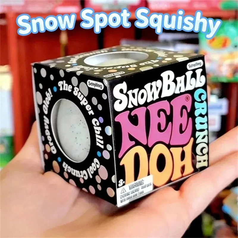 Schylling Needoh Snow Ball Crunch Squishy Squeeze Toy Fast Rebound Stress Anxiety Relief Fidget Toy for ADHD Sensory Relax Gift