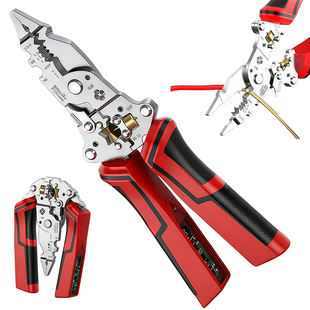 Wire Stripping Pliers,Wire Strippers with Voltage Tester & Alarms,Detectable 12-250V, Heavy-Duty Electrical Plier & Wire Cutters