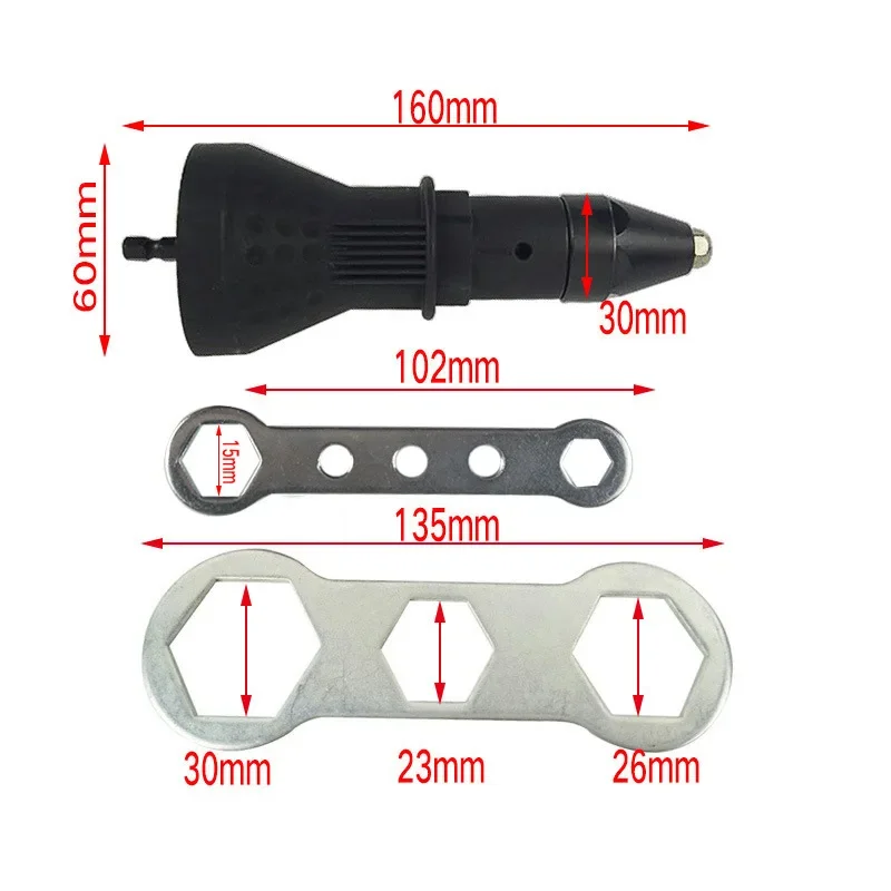 Adapter Electric Pull Rivet Practical Riveting Drill Conversion Adapter Cordless Rivet Adaptor Tools