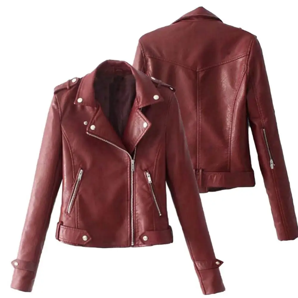 Jacket Zipper Jacket Coat Plus Size Cool Women Short Jacket Autumn Sweet Black Slim Lady PU Leather Jackets Female Faux Femme