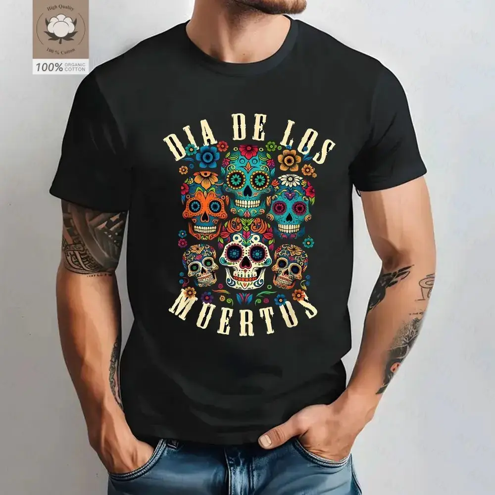 Sugar Skull Women T Shirt Dia De Los Muertos Day of The Dead Mexican Skeleton Gothic Halloween Vintage Graphic Tee Tops