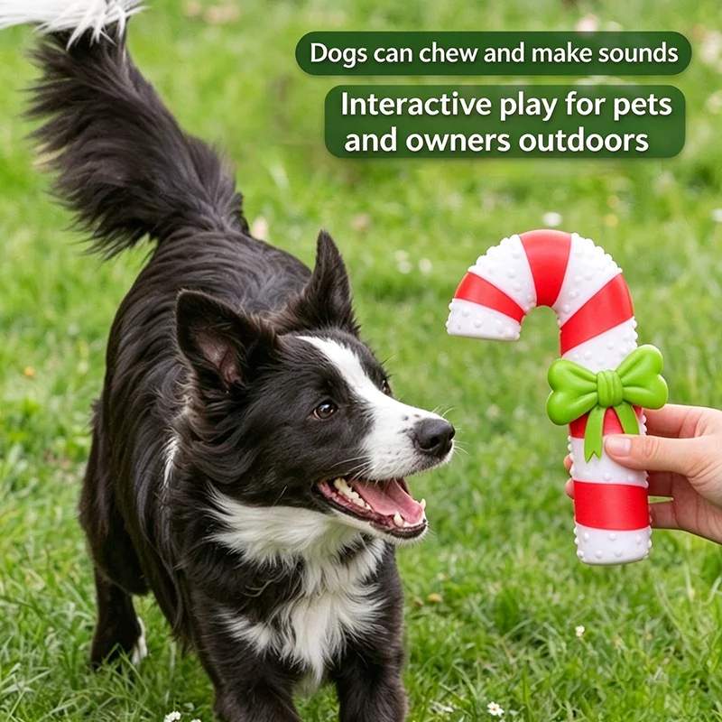 Christmas Themed Squeaky Rubber Dog Toy Interactive Ring Ball With Teeth Cleaning Features Fun Dog Christmas Gift