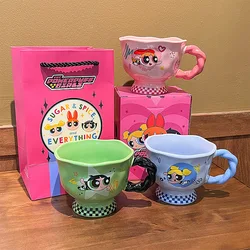 Buttercup Bubbles Blossom The Powerpuff Girls Cute Cartoon Mug Kawaii Ceramic Coffee Cup Lovely Periphery Adorkable Home Decor