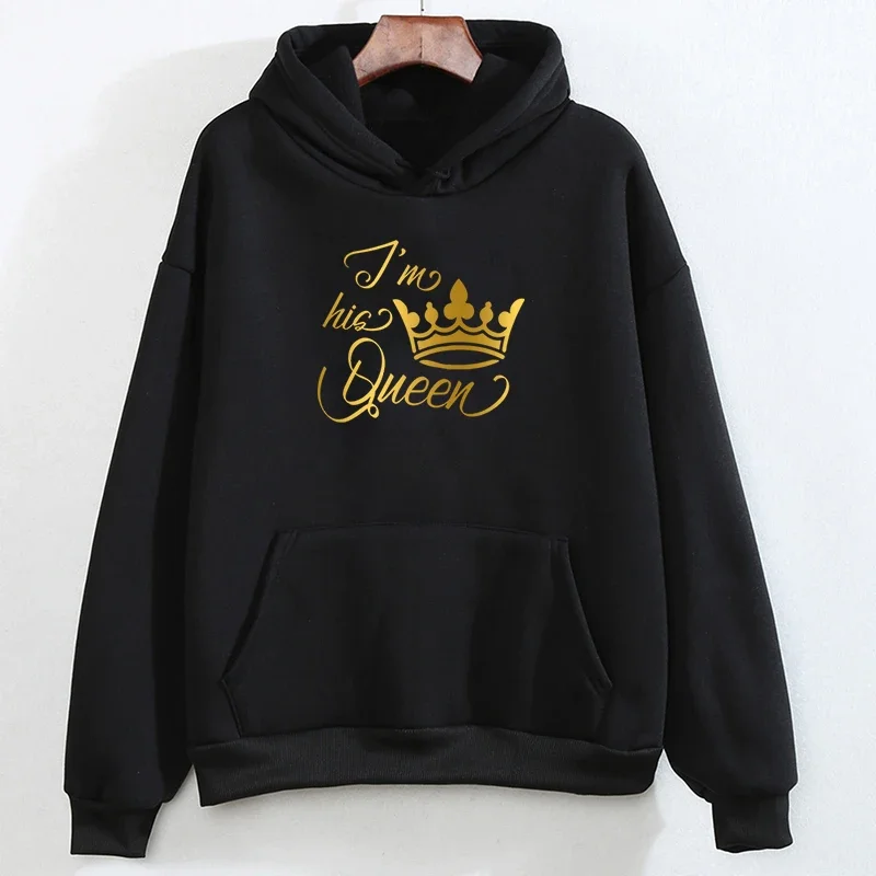 Sweet Letter I’m His Queen or Her King Print Women Men Hoody New in Hoodies & Sweatshirts Harajuku Fashion Oversized Hoodies