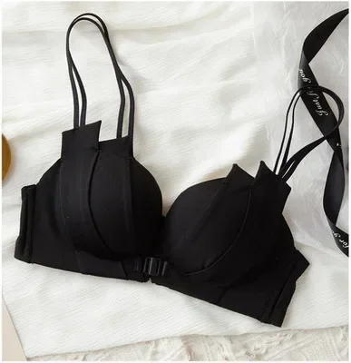 Wireless Bra Women's Underwear Front Button Sexy Small Chest Gathered Adjustable Side Breast Reduction Top Push up Bra Beautiful