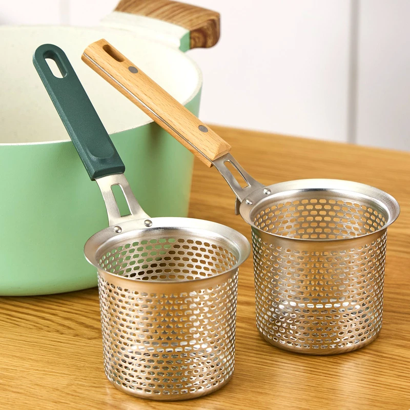 304 Stainless Steel Noodle Drainer Filter Mesh Sieve Kitchen Hot Pot Colander Food Skimmer Spoon Hangable Cooking Frying Basket