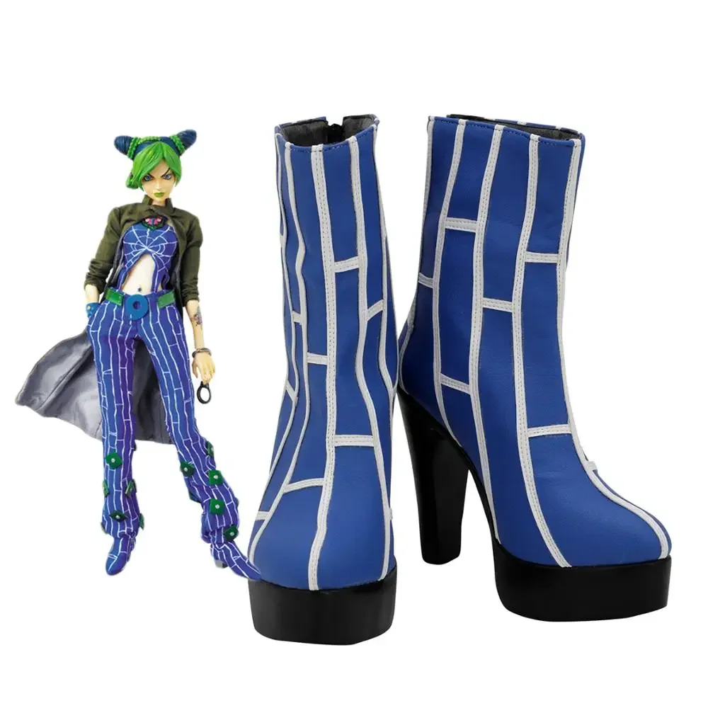 

JoJo's Bizarre Adventure Jolyne Cujoh Cosplay Boots High Heel Blue Shoes Custom Made Any Size