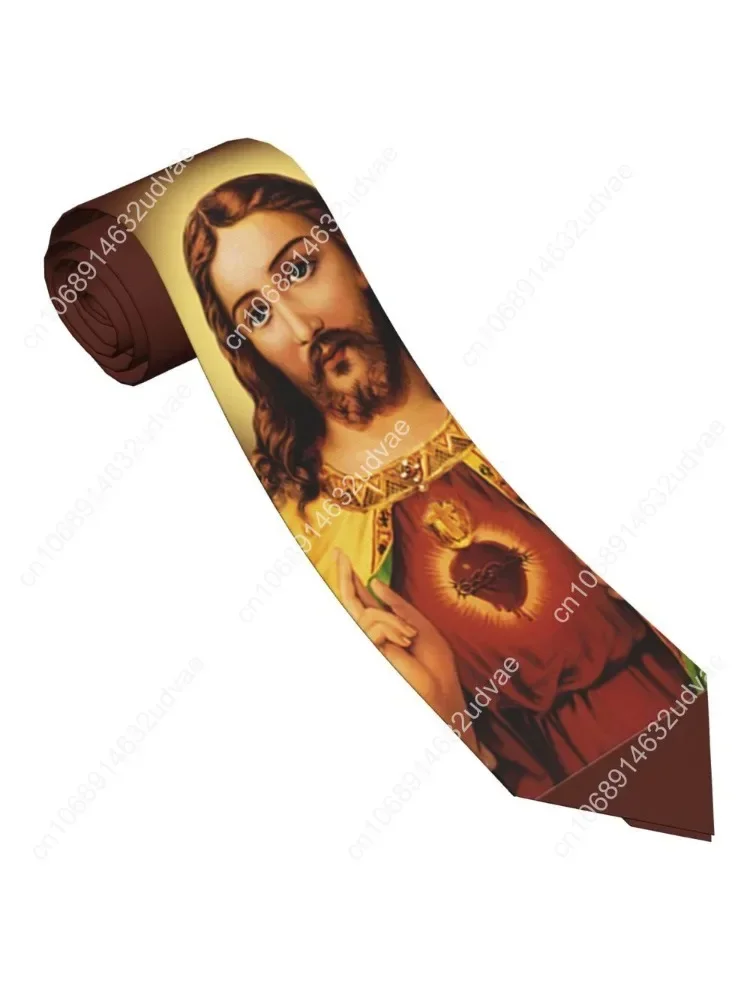 

Jesus Christ Sacred Heart Neckties Unisex Polyester 8 cm Christian God Bless Neck Ties for Men Skinny Accessories Party
