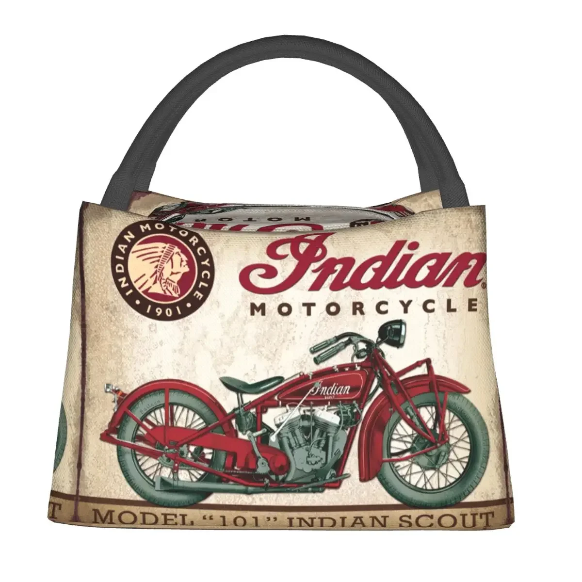 Motorcycle Motor Old Indians Never Die 4 Lunch Bags Insulated Bento Box Picnic Bags Cooler Thermal Bag for Woman Girl Work