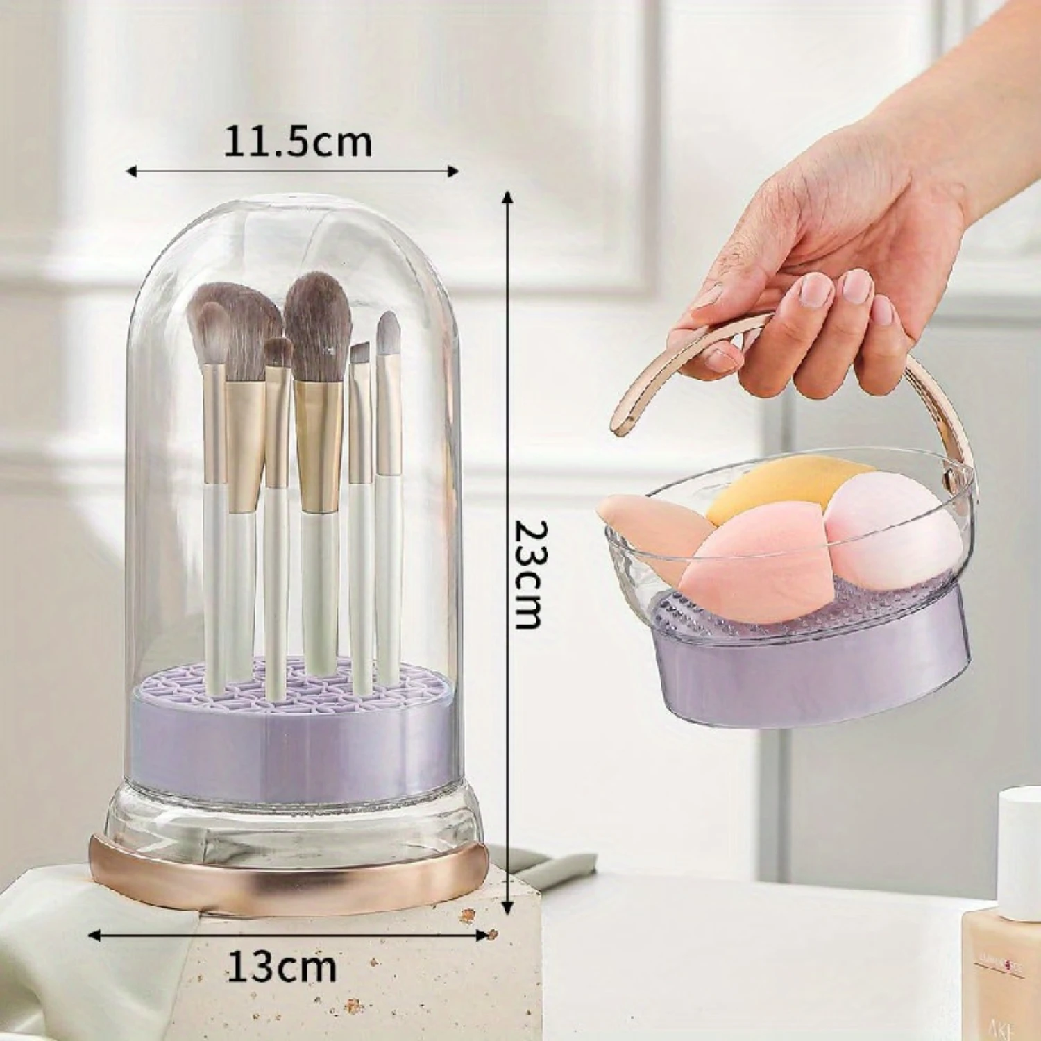 

Makeup Brush Holder, Makeup Brush And Washer Silicone Beauty Egg Cleaning Tool Set Beauty Brush Bowl Box Desktop Shelf