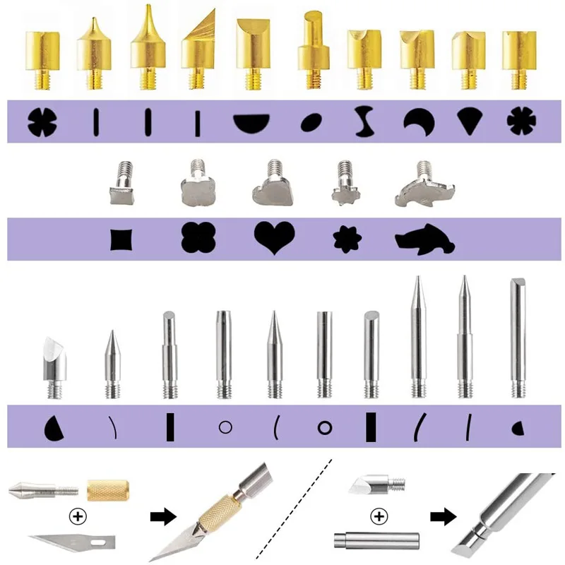 120pcs Pyrography Carving 60W Adjustable Constant Temperature Electric Soldering Iron Crayon Numbers Letters Printing Template