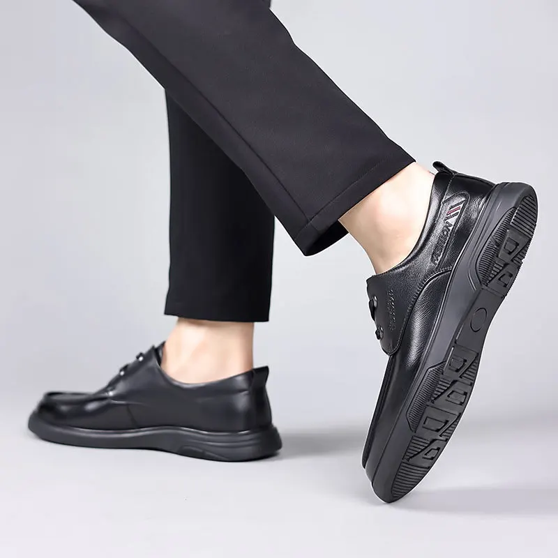 Men's Casual Leather Shoes Business Genuine Leather Large Size Shoes New British Lace-up Soft-soled Mens Casual Shoes Size 38-48